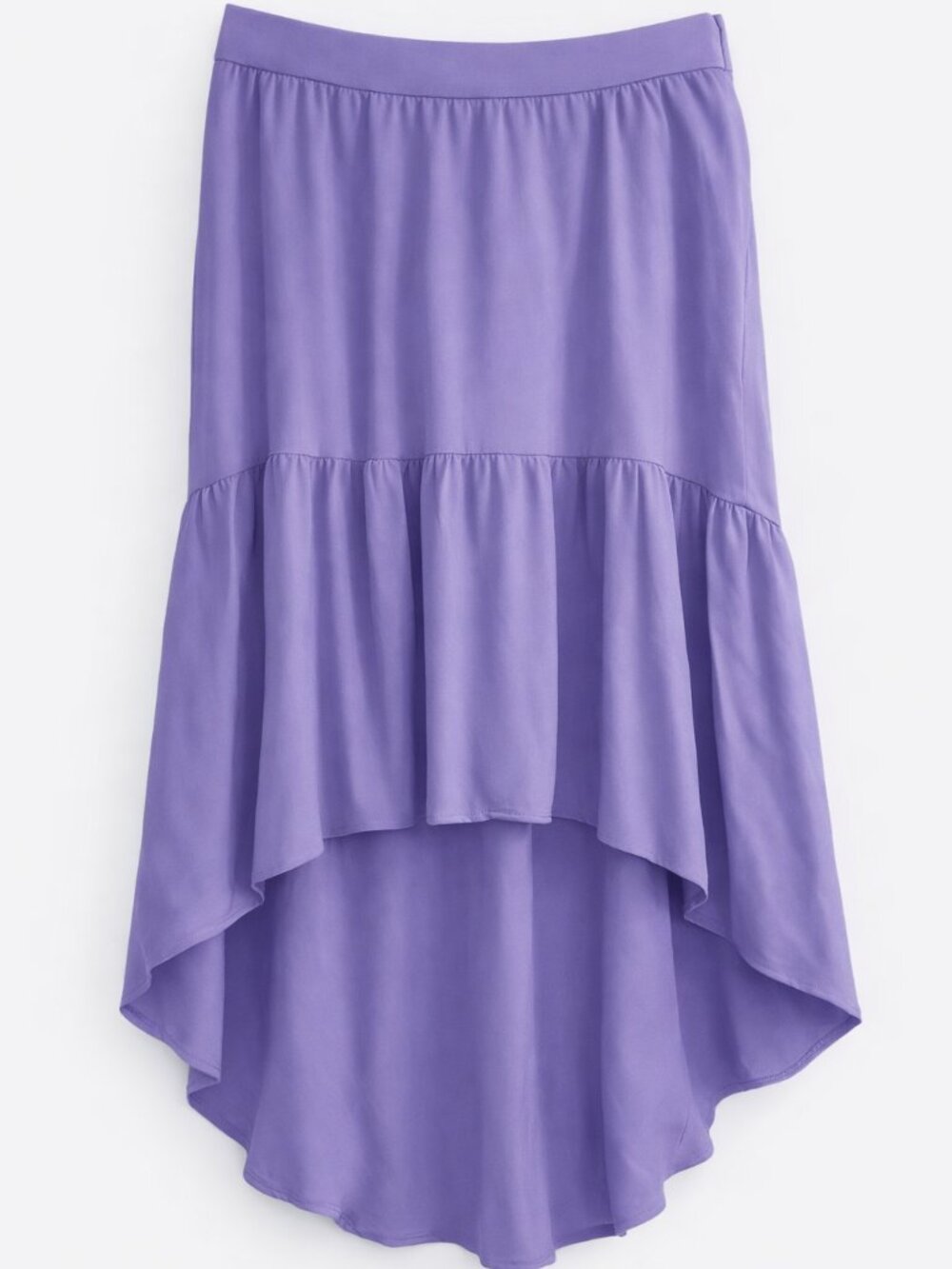 Lavender Tiered High‑Low Midi Skirt – Flowy Boho Romantic Summer Statement
